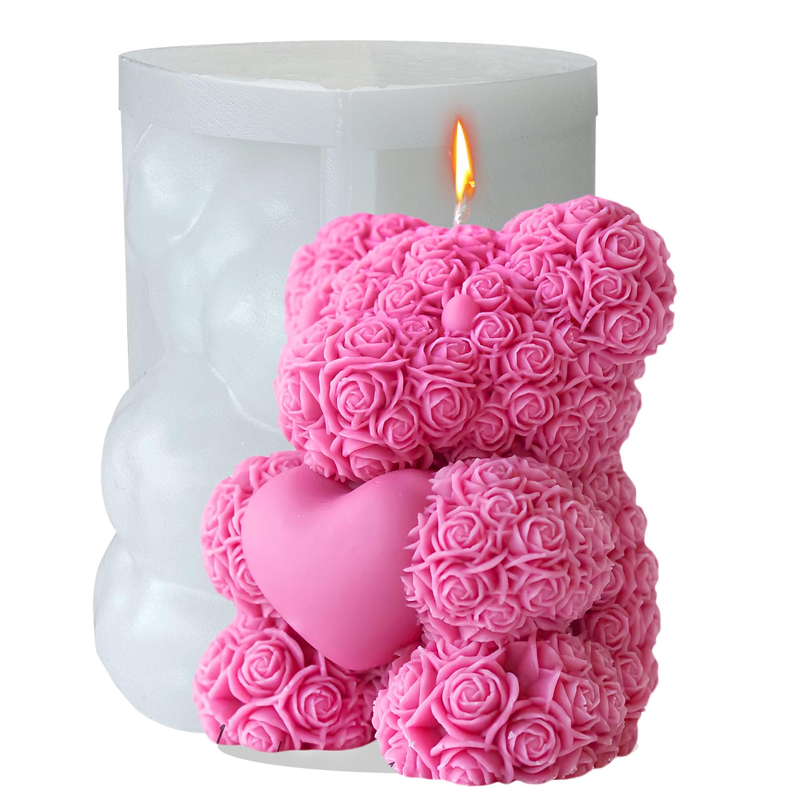 Silikoneform til lys – Valentins bamse (6 x 5 cm)